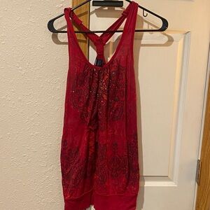 Vanity Red Tank Top with Black Accents